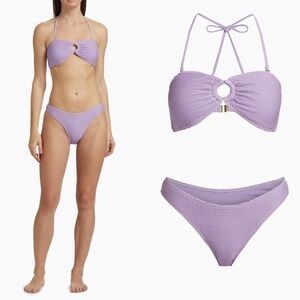 MILLY CABANA TEXTURED BANDEAU BIKINI SWIM SET S